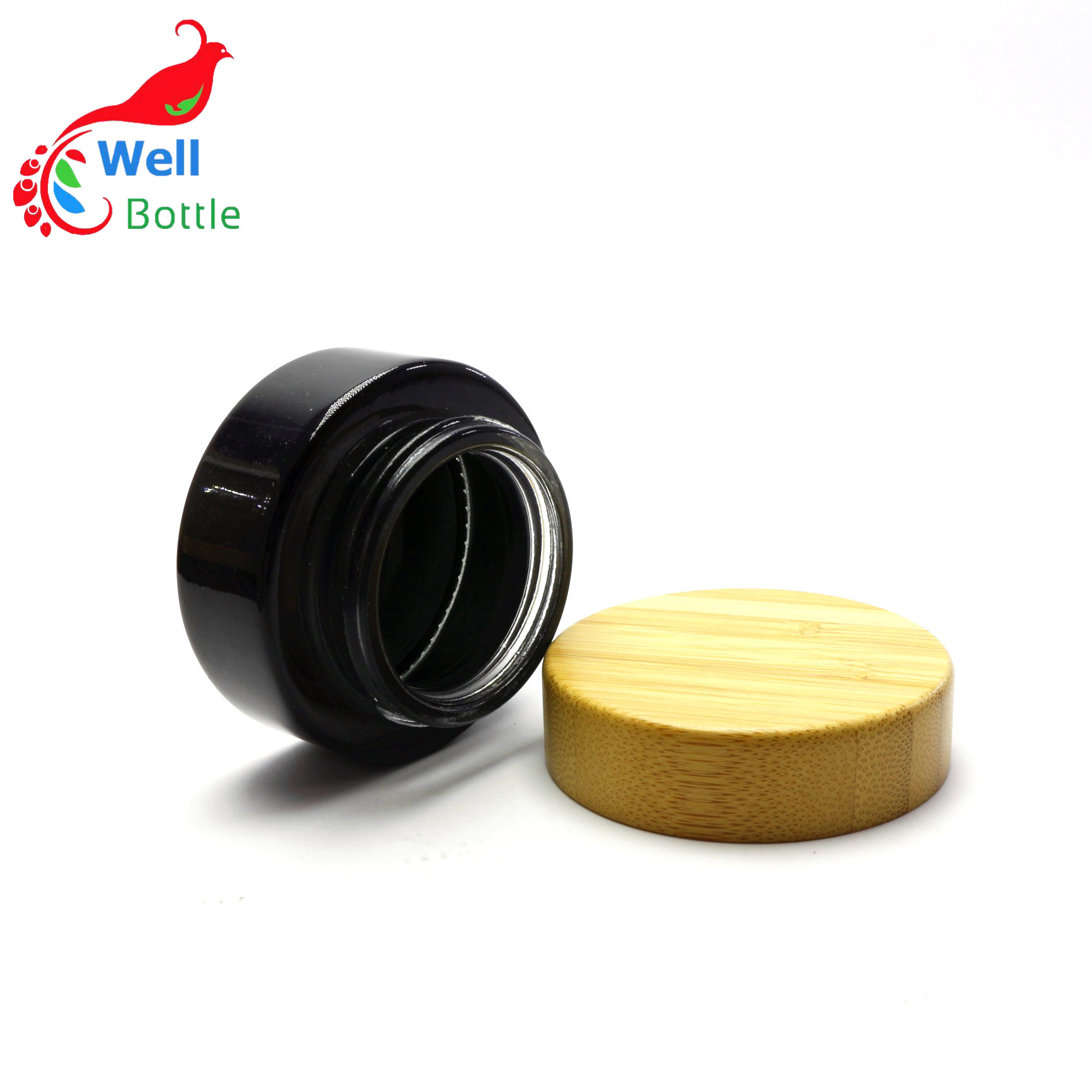 cosmetic skin care glass jar for face cream with bamboo wooded lid BJ-177R