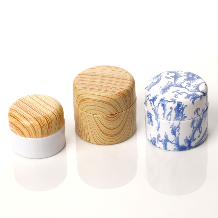 cosmetic skincare bamboo packaging custom plastic jar for cream  with screw cap
