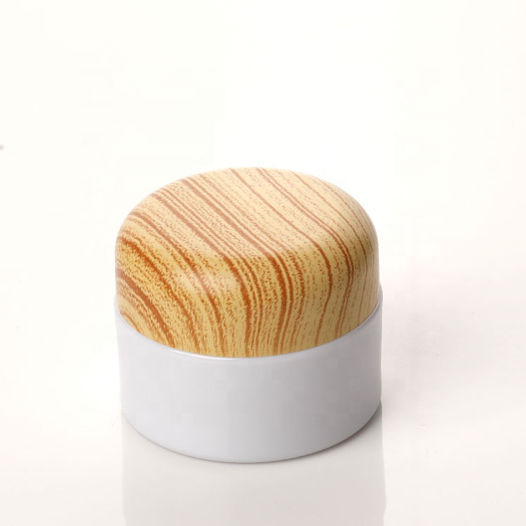 cosmetic skincare bamboo packaging custom plastic jar for cream with screw cap