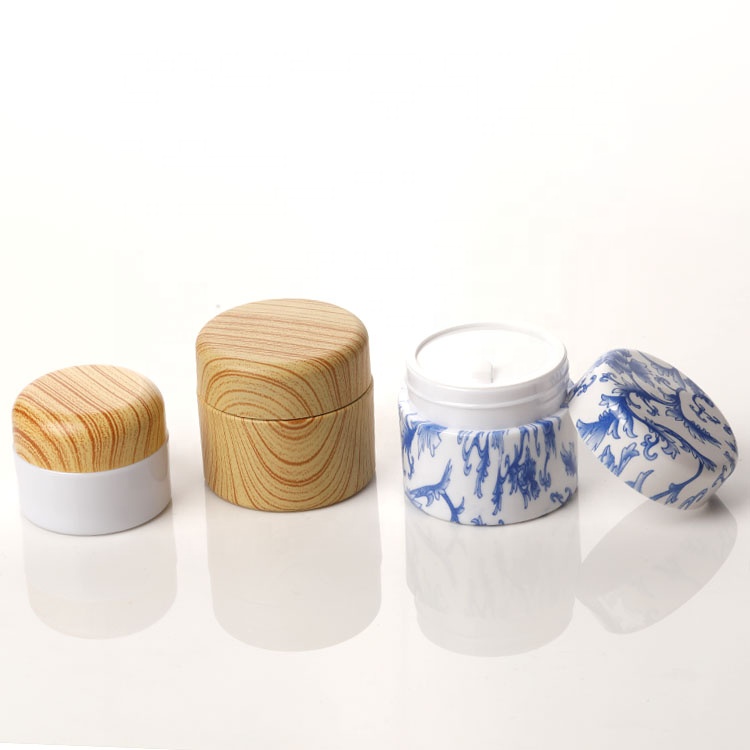 cosmetic skincare bamboo packaging custom plastic jar for cream with screw cap