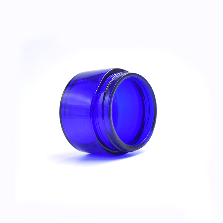 cosmetic skincare packaging straight sided 15ml 20ml 30ml 50ml cobalt blue jar with black lid