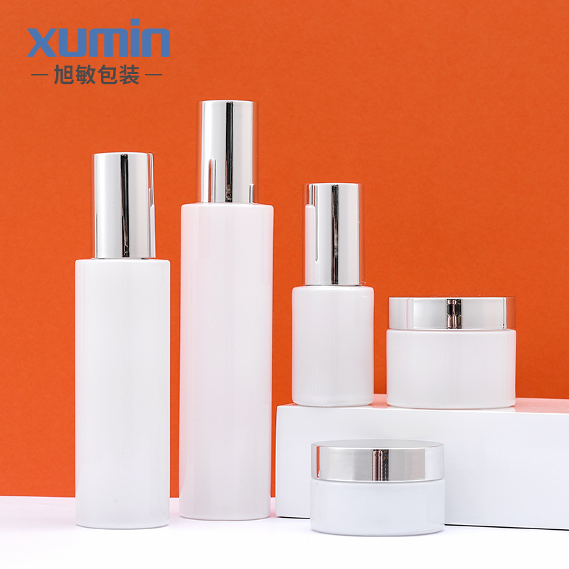 cosmetic white glass bottle 30g 50g 30ml 100ml 120ml glass pump bottle for lotion bottle