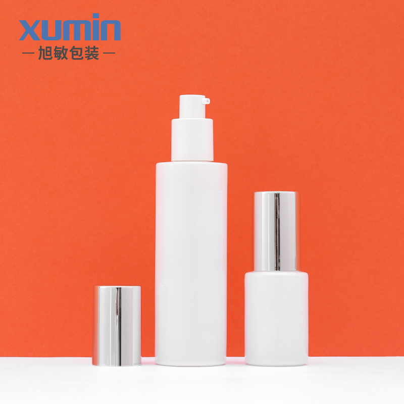 cosmetic white glass bottle 30g 50g 30ml 100ml 120ml glass pump bottle for lotion bottle