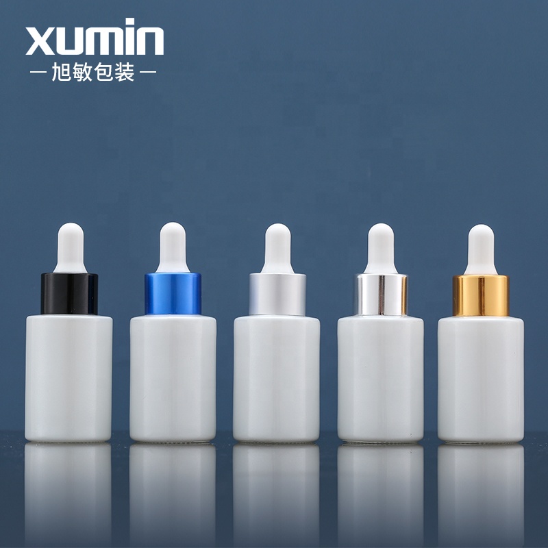cosmetic white glass dropper bottle 30ml essential oil bottle packaging