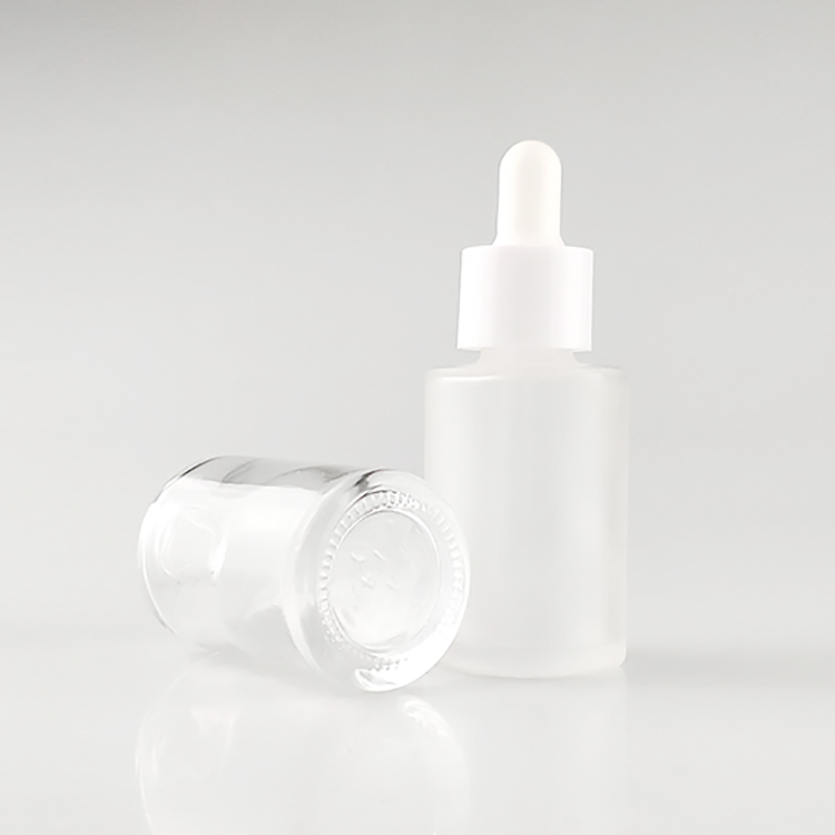 cosmetics clear 30ml flat shoulder glass bottle with dropper for essential oil