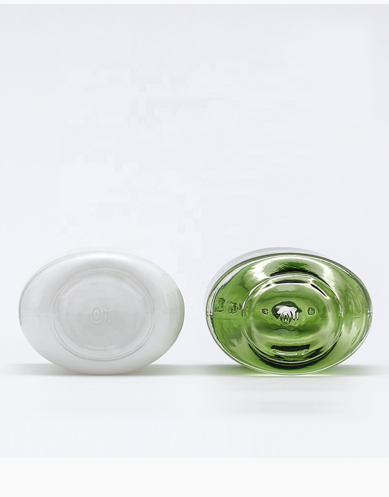 cosmetics containers and packaging 30ml green white cylinder glass dropper bottle