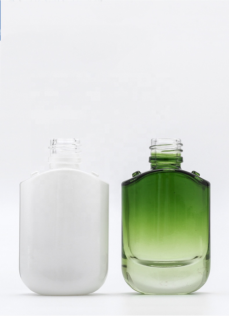 cosmetics containers and packaging 30ml green white cylinder glass dropper bottle