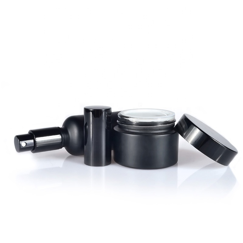 cosmetics containers and packaging matte black 30g 50g glass cream jar for body care cream face cream