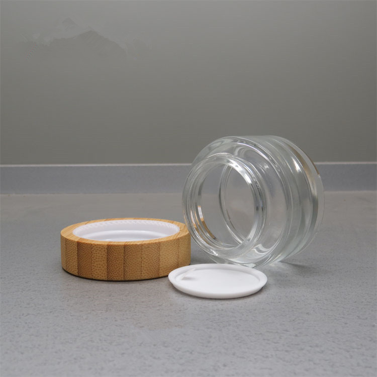 cosmetics containers packaging cosmetic body cream 5g 15g 30g 50g 100g clear glass jar with bamboo wood lid