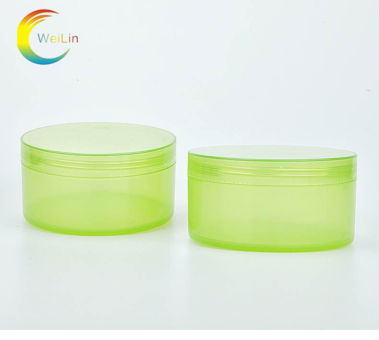 cosmetics cream empty jar supplier 300ml green plastic moisturizing face cream body scrub jars