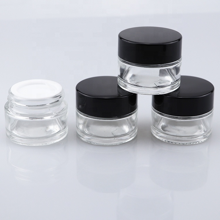 cosmetics glass container empty glass jar with white lid glass jar white top