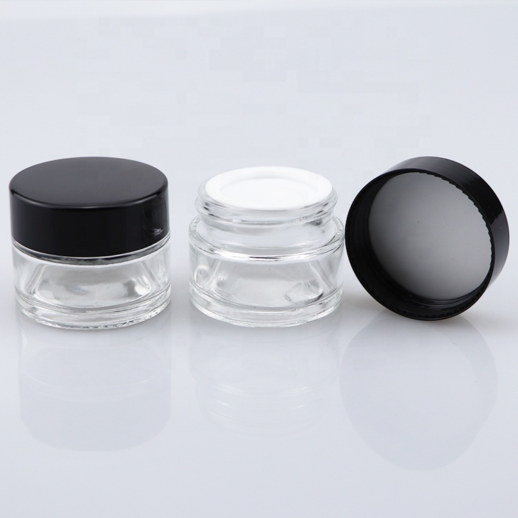 cosmetics glass container empty glass jar with white lid glass jar white top