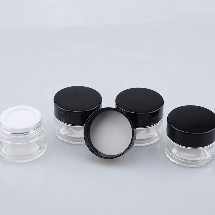 cosmetics glass container empty glass jar with white lid glass jar white top