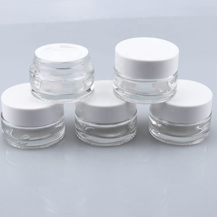 cosmetics glass container empty glass jar with white lid glass jar white top