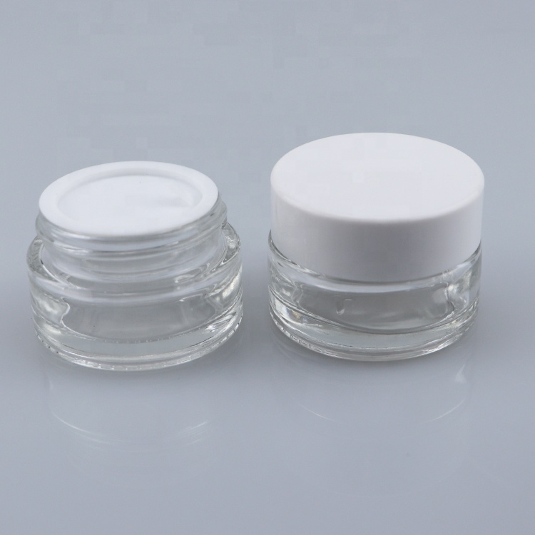 cosmetics glass container empty glass jar with white lid glass jar white top