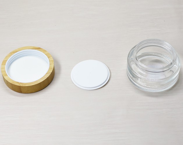 cosmetics-packaging 15g 30g 50g 100g clear frosted bamboo glass cream cosmetic jar with bamboo lid