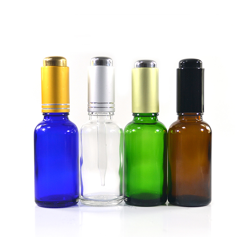 cosmetics packaging empty 10ml 30ml 1 oz 50ml 2 oz 100ml black clear frosted amber essential oil serum glass dropper bottles