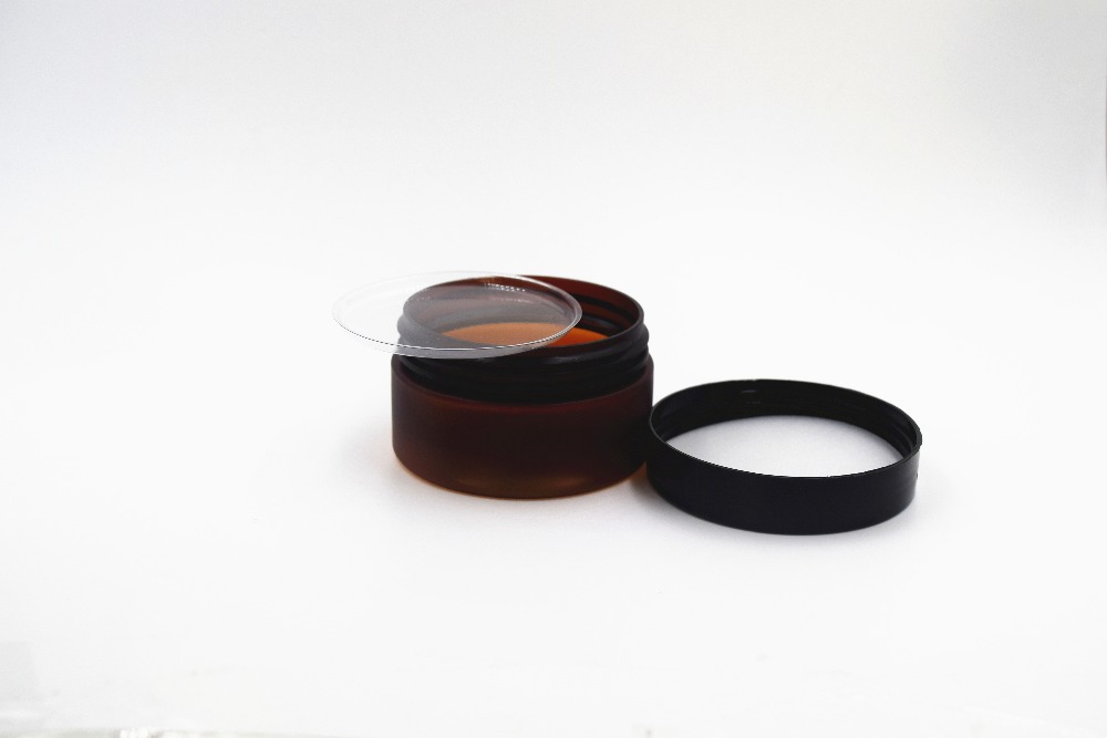 cosmetics products skin care Body cream bottle black cap amber forest plastic 100g cream jar