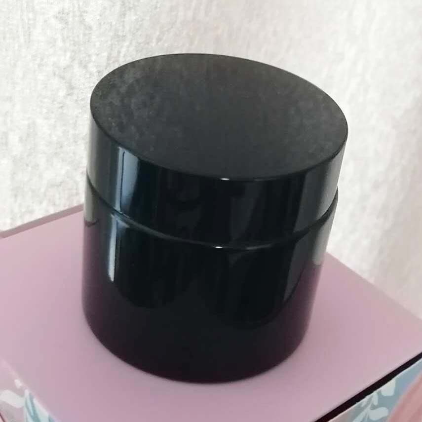 cosmetics shiny black 60g cream glass jar with black lid for skin care packaging