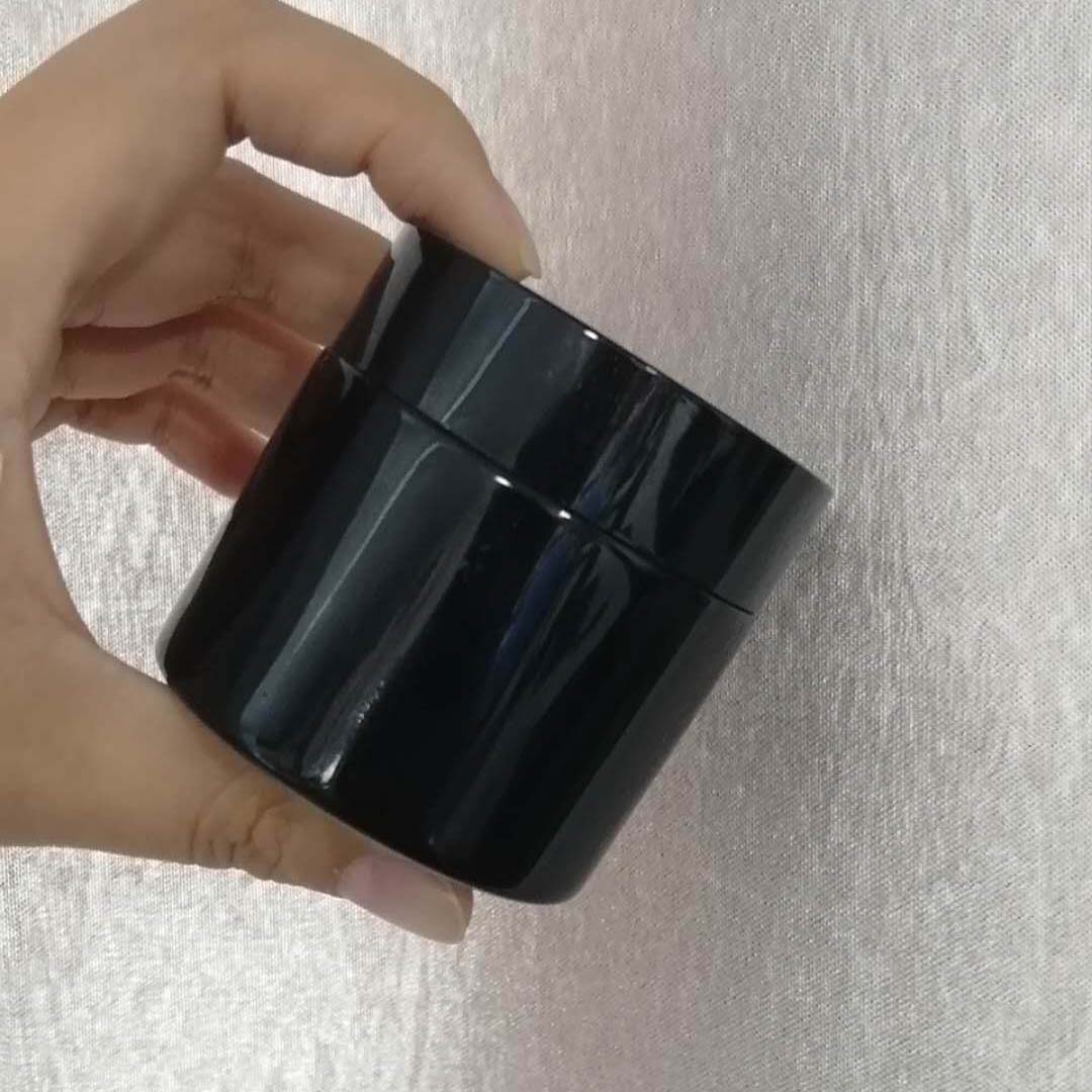 cosmetics shiny black 60g cream glass jar with black lid for skin care packaging