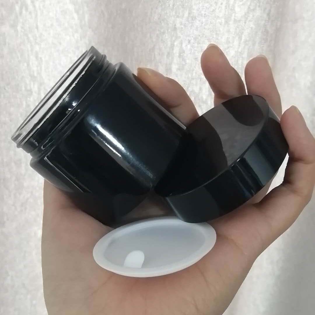 cosmetics shiny black 60g cream glass jar with black lid for skin care packaging