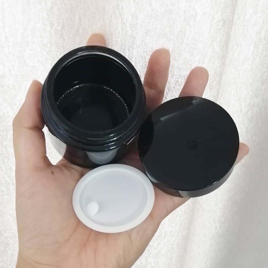 cosmetics shiny black 60g cream glass jar with black lid for skin care packaging