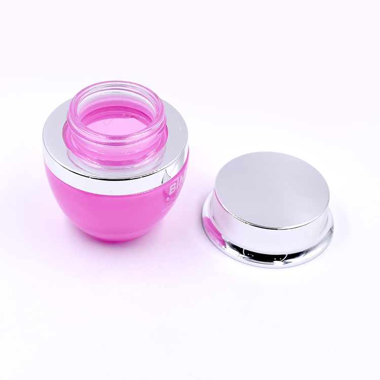 costom logo luxury cosmetic 20g 30g 50g face cream pink glass jar with silver UV screw lid