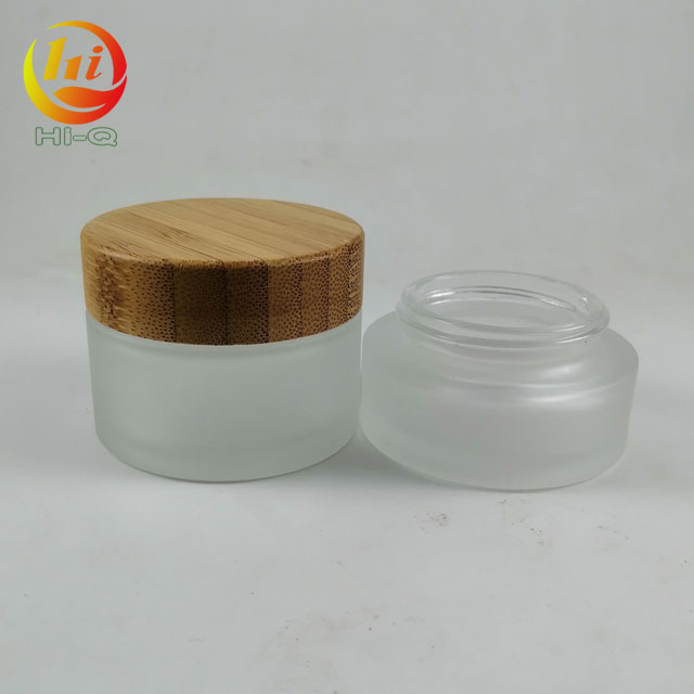 cream cosmetic 30g clear matte frosted glass jar with bamboo lid