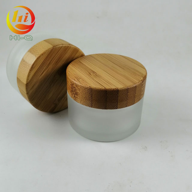 cream cosmetic 30g clear matte frosted glass jar with bamboo lid
