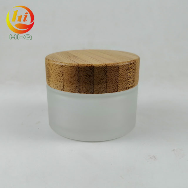 cream cosmetic 30g clear matte frosted glass jar with bamboo lid