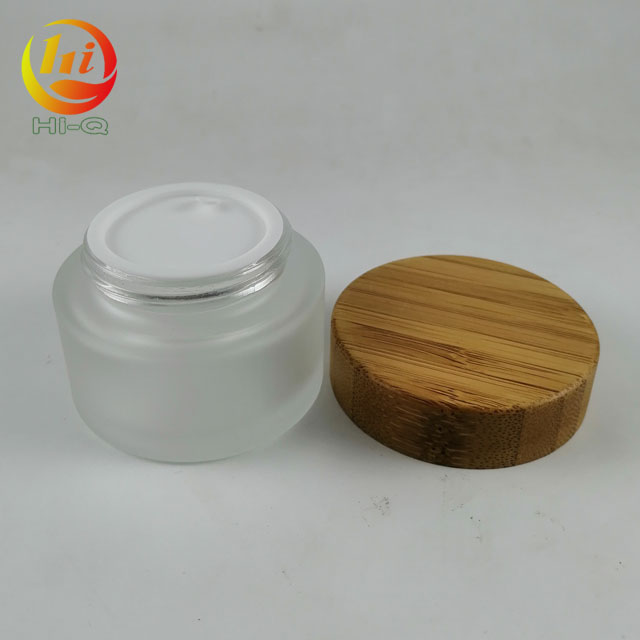 cream cosmetic 30g clear matte frosted glass jar with bamboo lid