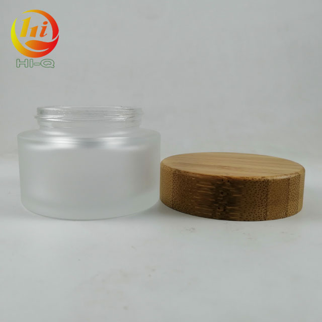 cream cosmetic 30g clear matte frosted glass jar with bamboo lid