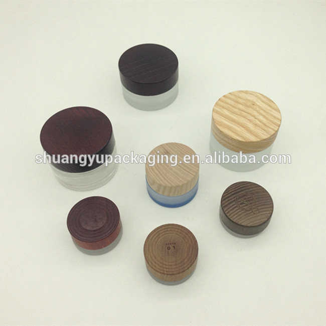 cream glass jar with lid ash wood screw cap