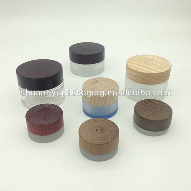 cream glass jar with lid ash wood screw cap