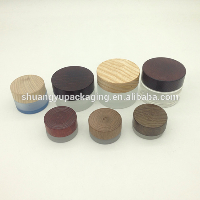 cream glass jar with lid ash wood screw cap