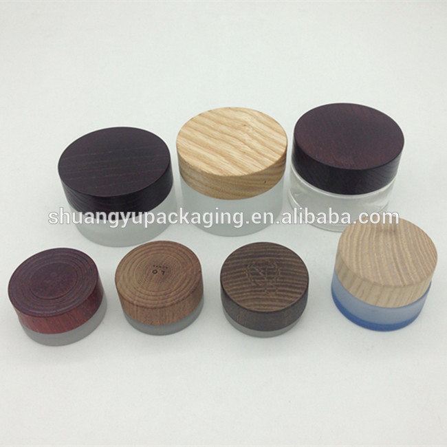 cream glass jar with lid ash wood screw cap