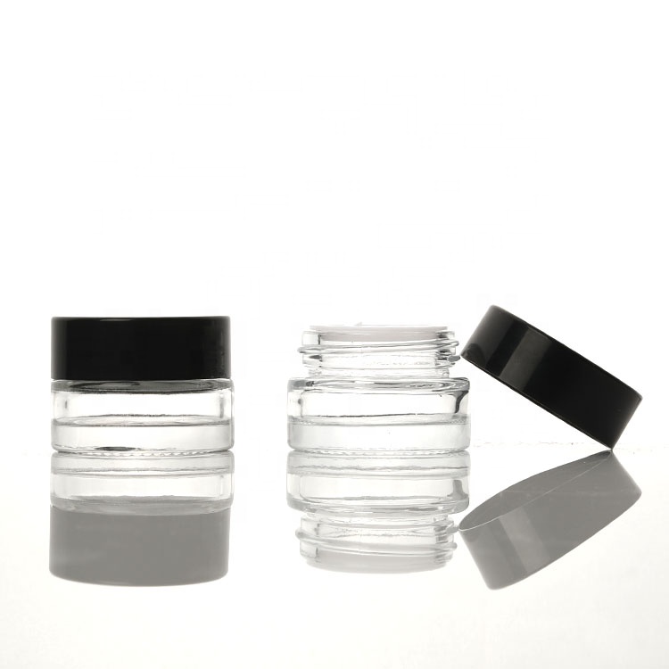 cream jar 5g 3g glass cosmetic 5g container 5g glass jars clear with black lid