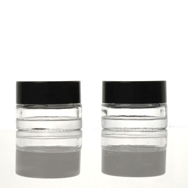 cream jar 5g 3g glass cosmetic 5g container 5g glass jars clear with black lid