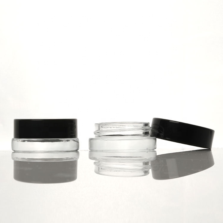 cream jar 5g 3g glass cosmetic 5g container 5g glass jars clear with black lid