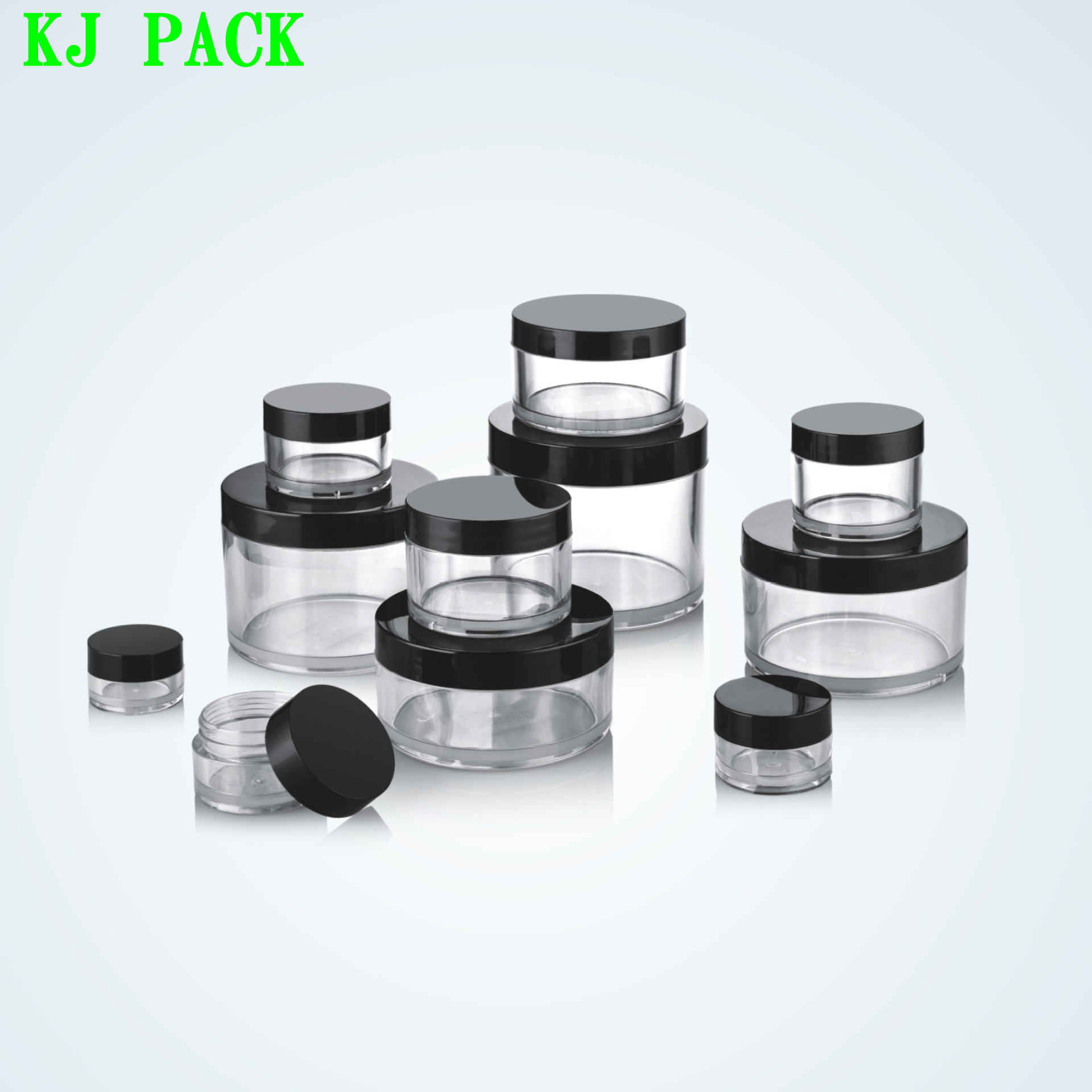 cream jar plastic petg clear plastic jar 30g 50g 80g 100g with black lid