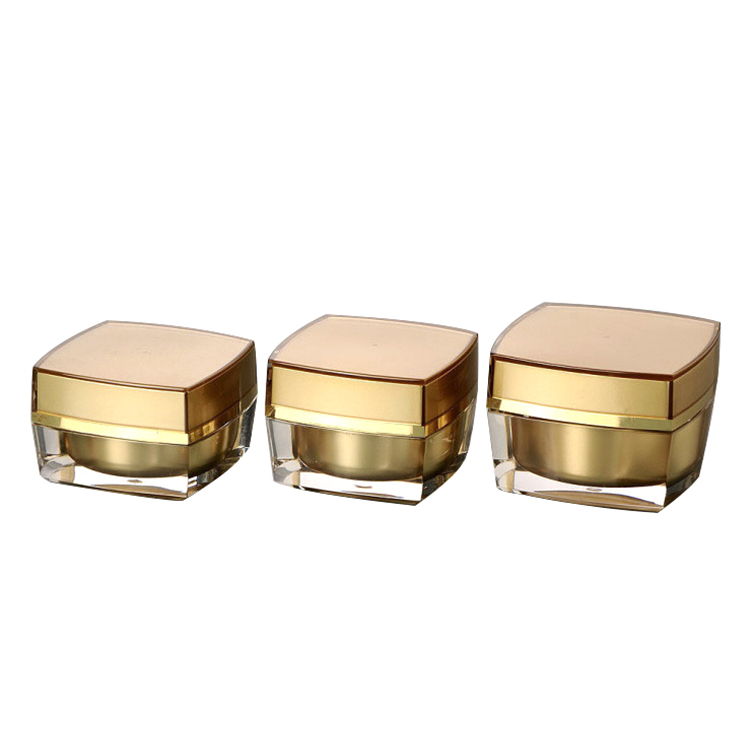 creams lotion herbs ointment jar containers 15g 30g 50g empty acrylic square gold Jars with flat top lids