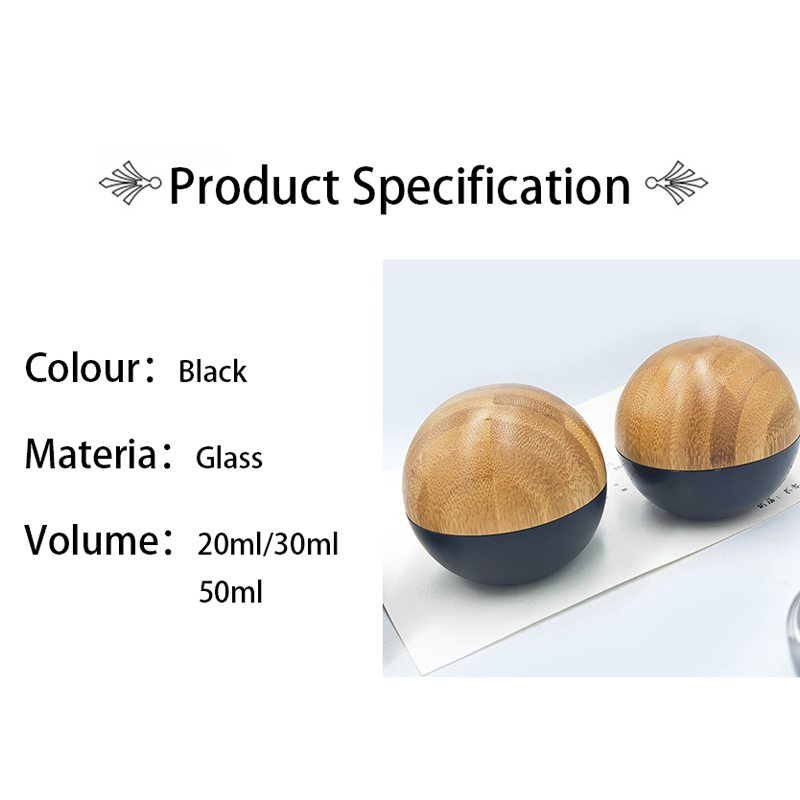creative 20ml 30ml 50ml glass jar bamboo lid in round shape for face or eye cream