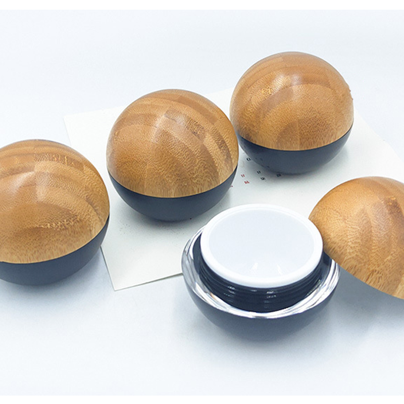 creative 20ml 30ml 50ml glass jar bamboo lid in round shape for face or eye cream