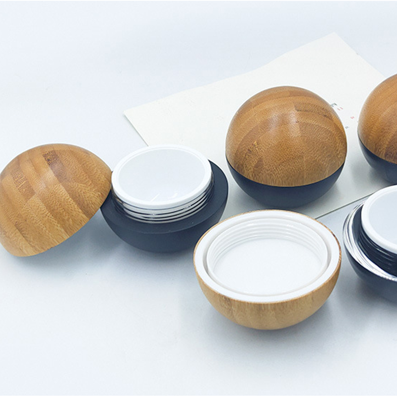 creative 20ml 30ml 50ml glass jar bamboo lid in round shape for face or eye cream