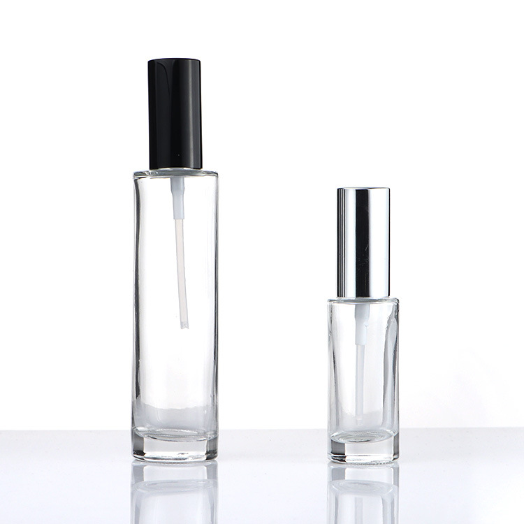crystal clear grey coated color glass crimp pump perfume bottle square wholesale