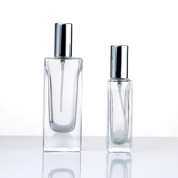 crystal clear grey coated color glass crimp pump perfume bottle square wholesale