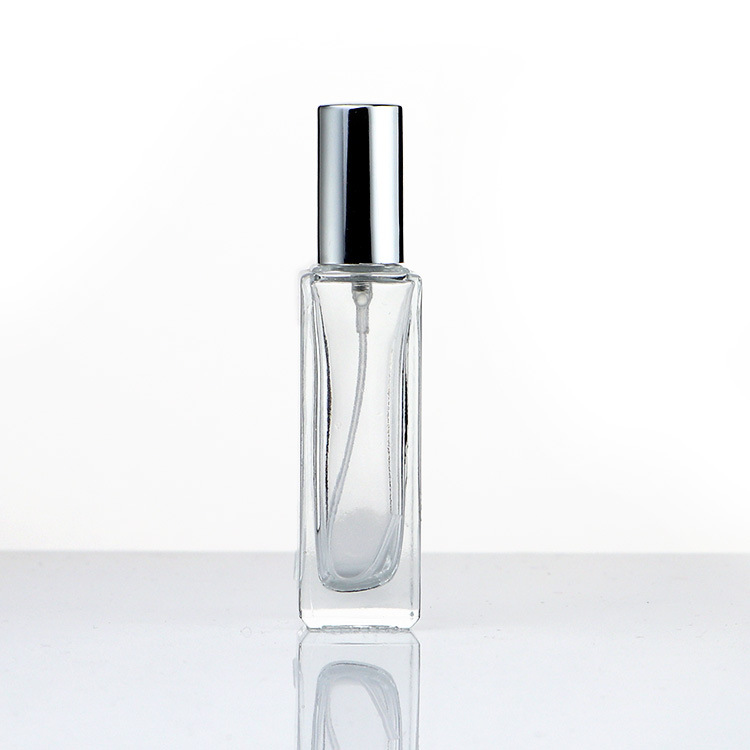 crystal clear grey coated color glass crimp pump perfume bottle square wholesale