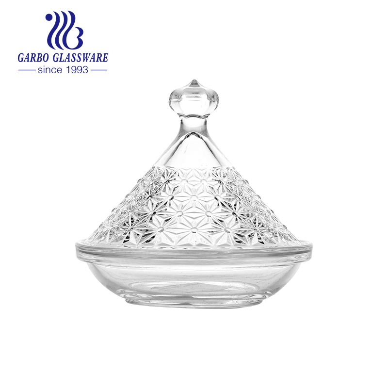 crystal glass candy pot with full decals arabic candy jar high quality restautant glasses candy home decoration whoelsale