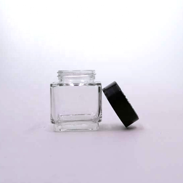 cube CBD flower package CR container 90ml 100ml 3oz 4oz child proof square kush glass jar custom printed logo for candy herbs