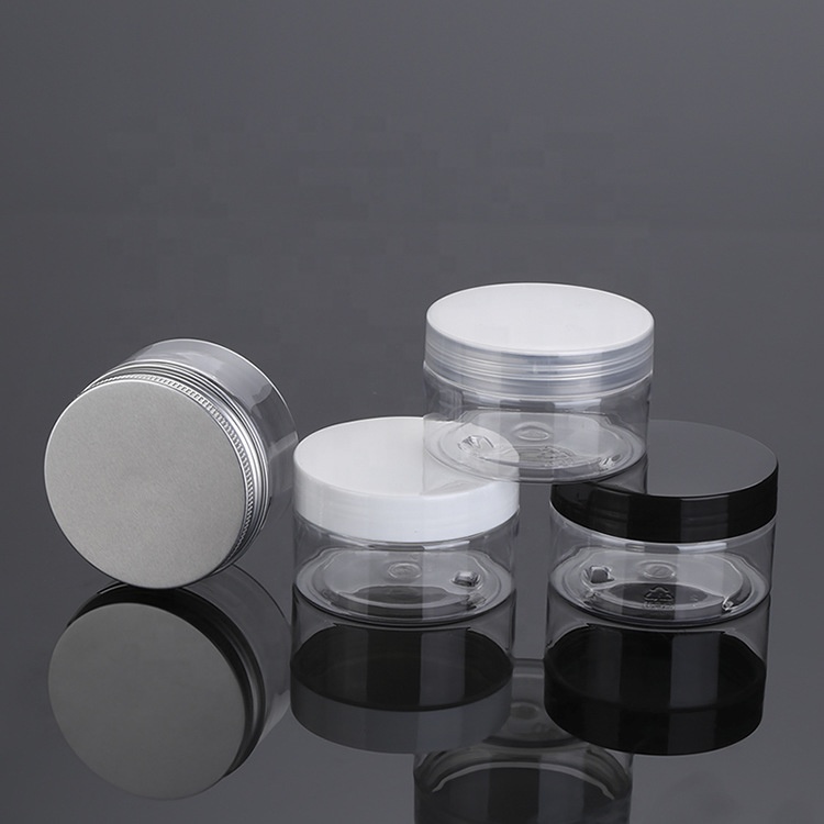 custom 100ml 120ml 150ml 200ml 8oz 300ml 12oz 500ml Clear White Cosmetic Cream PET Jars with Plastic Lids